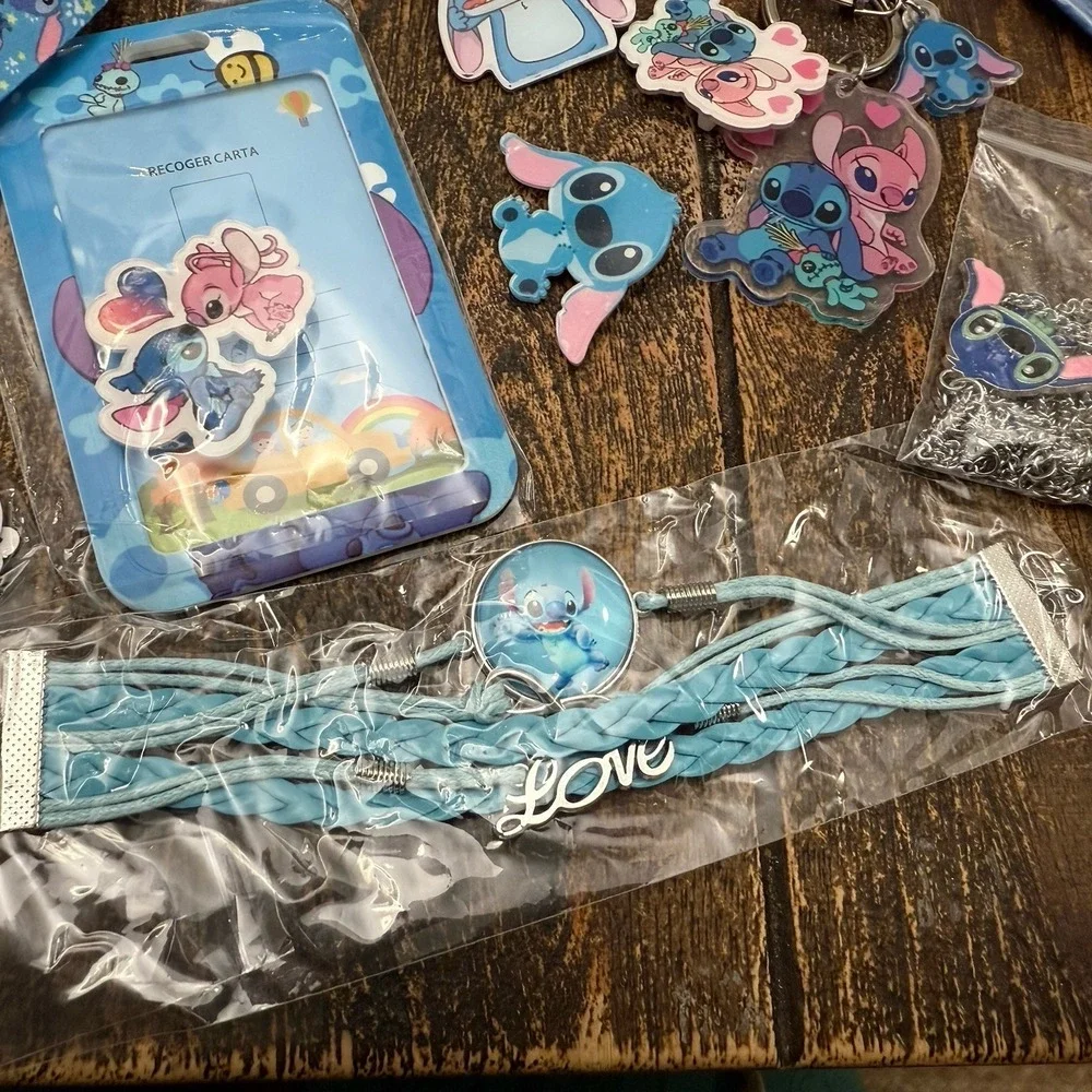 Lilo & Stitch Lot Of 10 Sets Party Favor Birthday Keychain Stickers Jewelry Bags